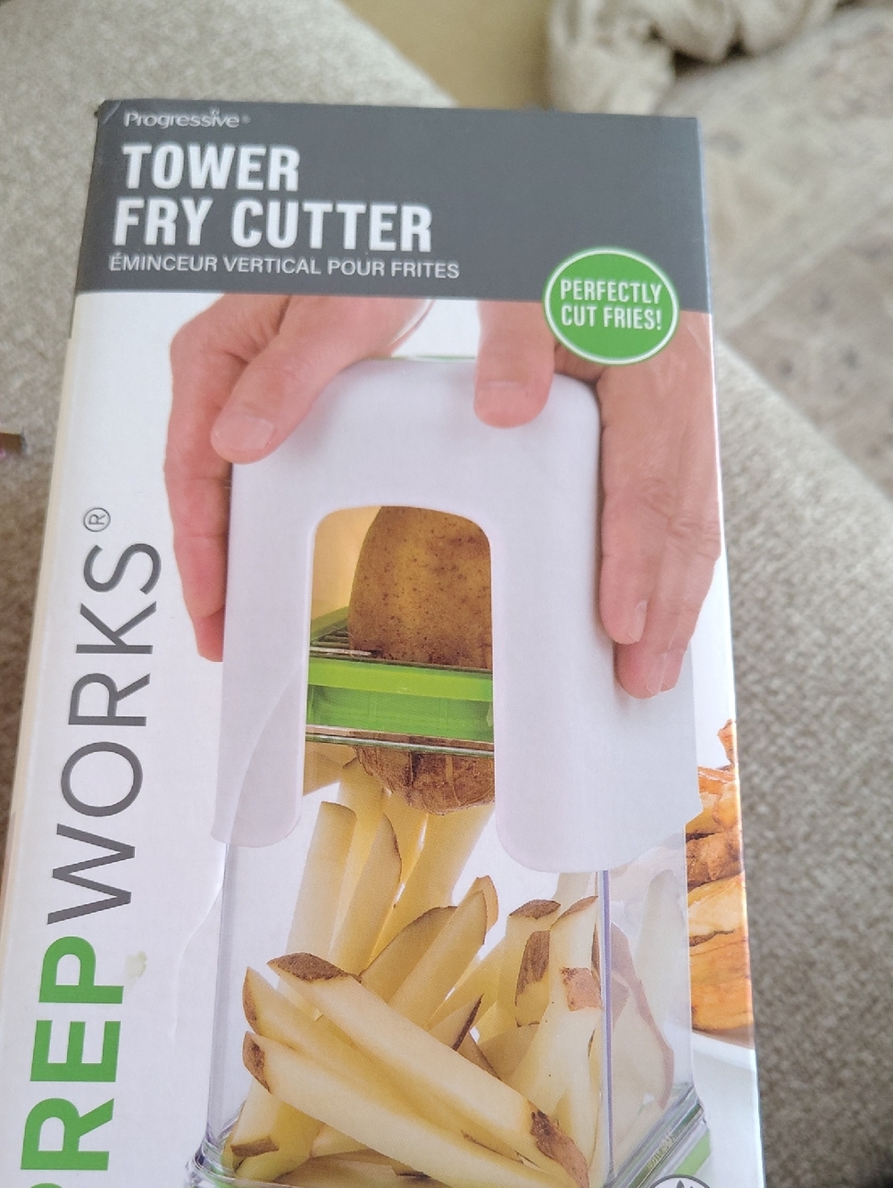 Progressive Tower Fry Cutter in White - Easy French Fry Slicer